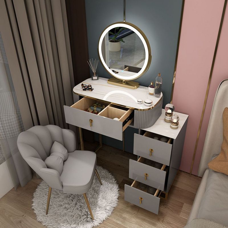 Metalic Glam Bedroom Iluminado Mirror de 4 cajones Cajero tocador de tocador