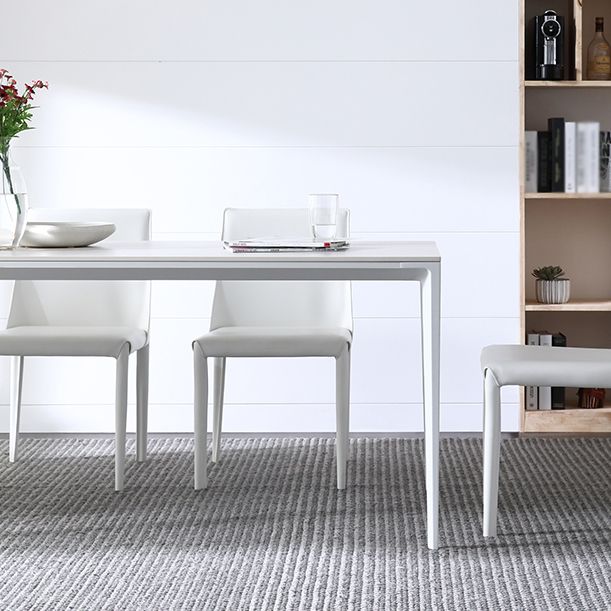 Contemporary Sintered Stone Top White Dining Table Rectangle Shape Dining Table with 4 Legs Base Clearhalo ' dining_table' 'Dining Tables & Seating' 'Dining Tables' 'Furniture' 'furniture_dining_table' 'Kitchen & Dining Furniture' 'kitchen&dining_furn' 'kitchen' 'kitchen_dining_table' 1200x1200_9df0f15b-558c-4c2b-ae87-b705ccfe85f4