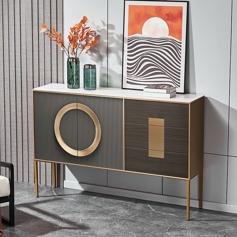 Glam Style 40" Height Sideboard 3 Drawer 2 Doors Cupboard for Living Room Clearhalo 'buffet_sideboard' 'Buffets & Sideboards' 'furn' 'furn_buffet_sideboard' 'Furniture' 'Kitchen & Dining Furniture' 1200x1200_9df1414b-b3a2-48be-b6b0-25fba39e0541