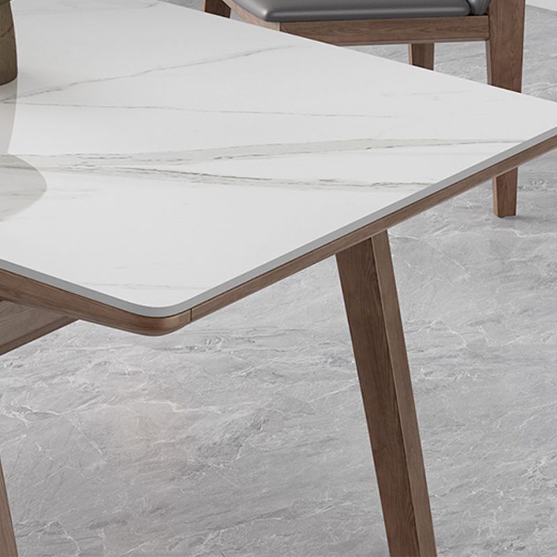 Rectangle Table Medieval Modern Sintered Stone Top Dining Table with Wooden Base Clearhalo 'Dining Tables & Seating' 'Dining Tables' 'dining_table' 'furn' 'furn_dining_table' 'Furniture' 'Kitchen & Dining Furniture' 1200x1200_9df18b09-8c76-475b-b848-e9d66a033a82