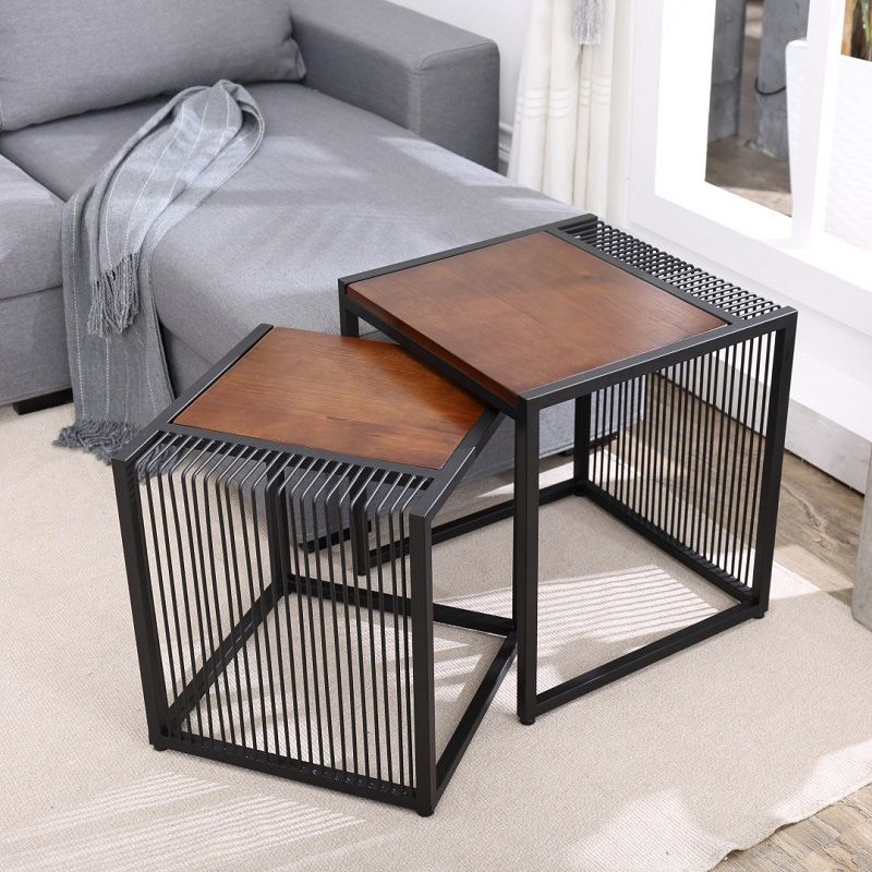 Frame 2 Nesting Coffee Table Iron & Solid Wood Cocktail Table Set Clearhalo 'Coffee & Accent Tables' 'Coffee Tables' 'coffee_tables' 'furn' 'furn_coffee_tables' 'Furniture' 'Living Room Furniture' 1200x1200_9df1e2e9-49cc-41a6-8246-f218bbef526b