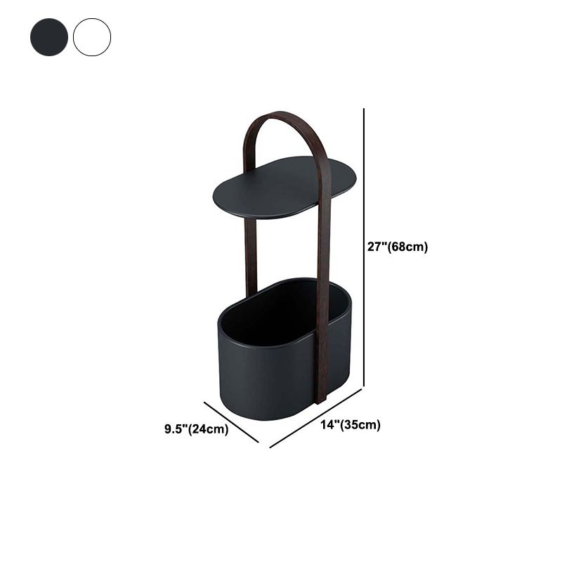 Contemporary Drum End Table with Storage, Metal Oval End Table