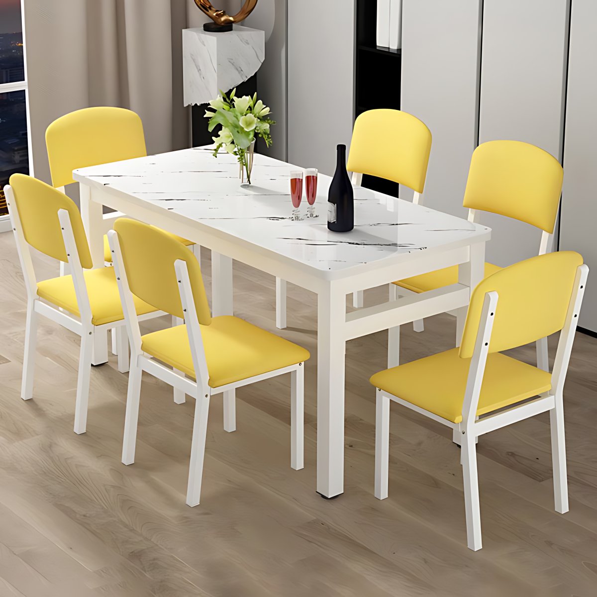 Modern Rectangular Dining Table Wooden Tabletop for Living Room - Clearhalo
