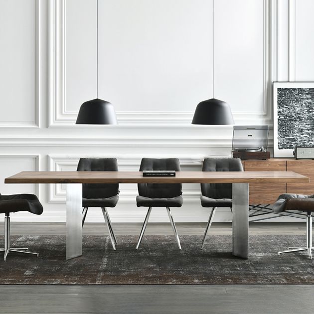 Metal Industrial Rectangle Dining Table Wood Top Table for Kitchen and Dining Room Clearhalo ' dining_table' 'Dining Tables & Seating' 'Dining Tables' 'furn' 'furn_dining_table' 'Furniture' 'furniture_dining_table' 'Kitchen & Dining Furniture' 'kitchen&dining_furn' 'kitchen' 'kitchen_dining_table' 1200x1200_9df34457-8a0a-4542-8485-28298cd48314