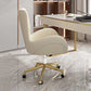 Contemporary Upholstered Swivel Chair Faux Leather White Desk Chair