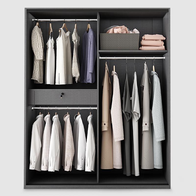 White Mirrored Finish Wardrobe Armoire Engineered Wood Wardrobe with Drawer Clearhalo 'Armoires & Wardrobes' 'armoires_wardrobes' 'Bedroom Furniture' 'furn' 'furn_armoires_wardrobes' 'Furniture' 1200x1200_9df5dc9a-88d9-40d5-8b26-27d9fb181acf