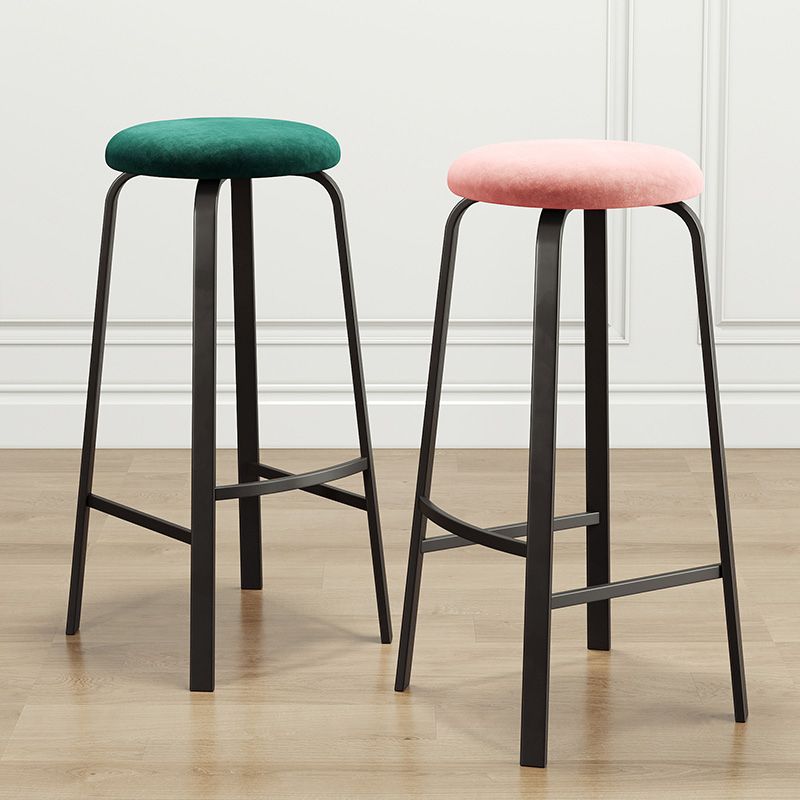 Modern Armless Backrest Counter Stool Iron Living Room Bar Stool with Cushion and Pedal Clearhalo 'Bar Furniture' 'Bar Stools' 'bar_stools' 'furn' 'furn_bar_stools' 'furniture_bar_stools' 'Kitchen & Dining Furniture' 'kitchen&dining_furn' 'kitchen' 'kitchen_furn' Furniture' 1200x1200_9df83de9-a33b-4976-974b-00150462c25d