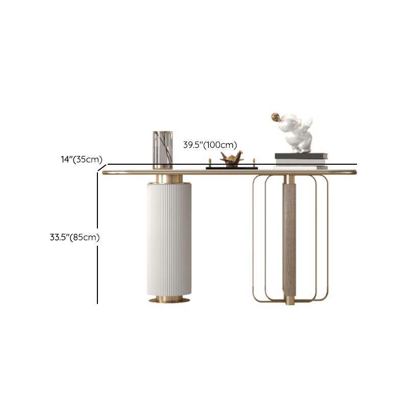 Tavolo di accento glam largo 14 pollici tavolo da console in pietra ovale per Hall