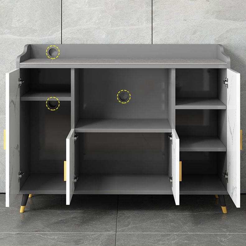 Glam Stone Top Sideboard Modern Indoor Dining Server with Cabinets for Kitchen Clearhalo 'buffet_sideboard' 'Buffets & Sideboards' 'furn' 'furn_buffet_sideboard' 'Furniture' 'Kitchen & Dining Furniture' 1200x1200_9dfb089d-81af-4165-8af4-2d07449d5dbe