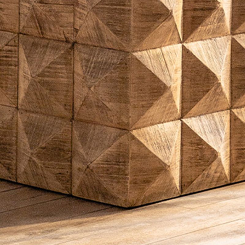 French Country Distressed Wood Sofa Side Accent Table in Brown