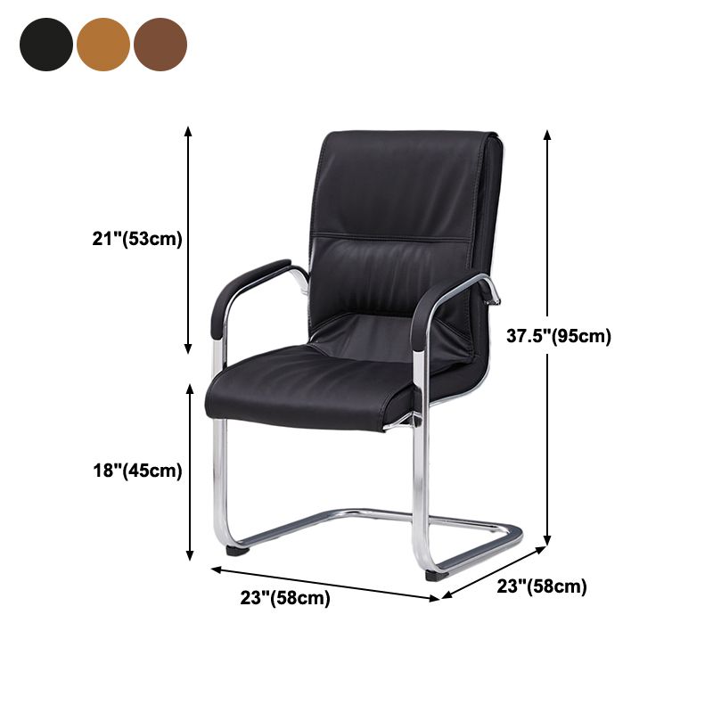 Chrome Metal Base Contemporary Style Task Chair Leather Office Chair Clearhalo 'furn' 'furn_office_chair' 'Furniture' 'furniture_office_chair' 'Office Chairs' 'Office Furniture' 'office_chair' 1200x1200_9dfdfa65-54ab-486a-bb92-d82a0ab93151