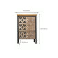 Metal and Distressed Wood Accent Cabinet Industrial Style Fretwork Chest