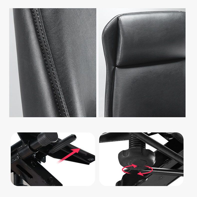 Moderner schwarzer Lederschischstuhl mit Hight in Home Office Stuhl