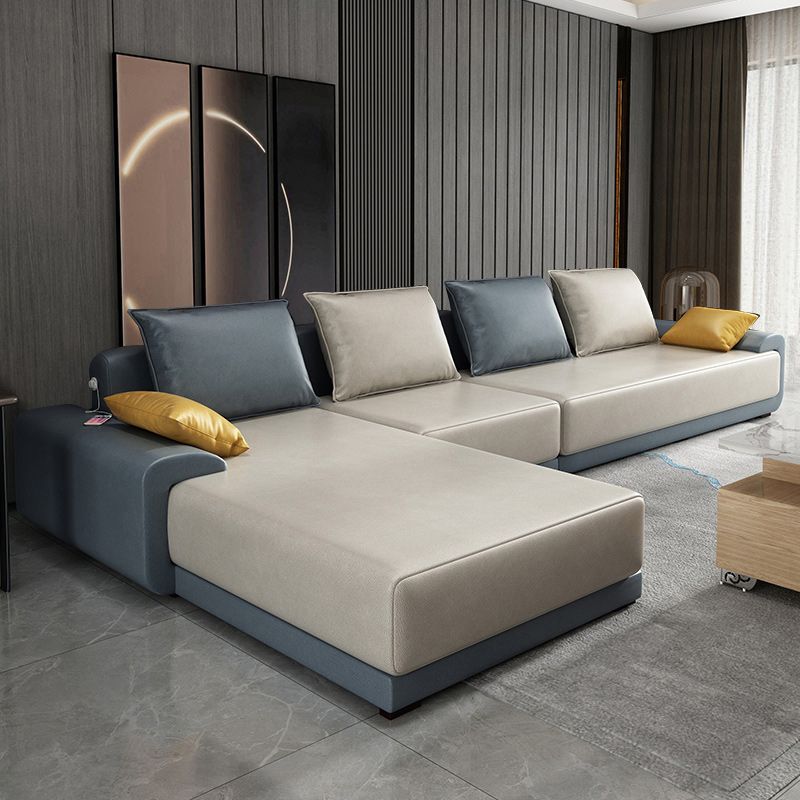 Modern Cushions Pillow Top Arm Sectional with Slipcovered for Living Room Clearhalo 'furn' 'furn_sectionals' 'Furniture' 'furniture_sectionals' 'kitchen' 'kitchen_sectionals' 'Living Room Furniture' 'Sectionals' 1200x1200_9e000e4e-199e-4977-857f-a37fe2cc4880