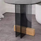 Contemporary Glass Top Abstract Round Living Room Side End Table