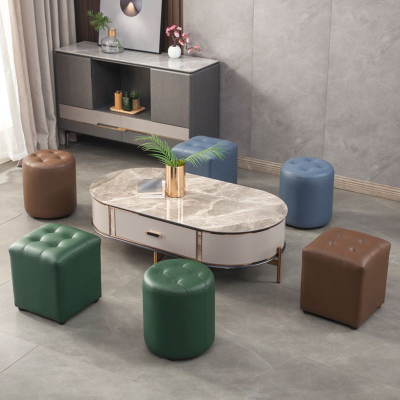 Contemporary Pouf Ottoman Genuine Leather Tufted Upholstered Solid Color Ottoman Clearhalo 'furn' 'furn_ottomans_poufs' 'Furniture' 'Living Room Furniture' 'Ottomans & Poufs' 'ottomans_poufs' 1200x1200_9e031eb6-e07f-4500-9b3a-3ca532f3ff56