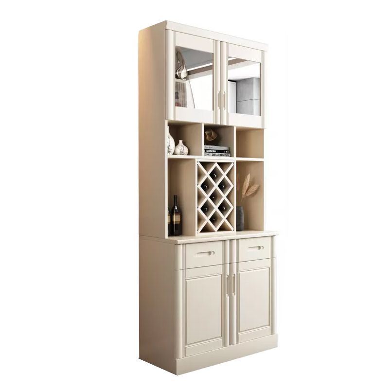 Porte moderne di vetro da sala da pranzo a buffet in legno di gomma con cassetti per soggiorno