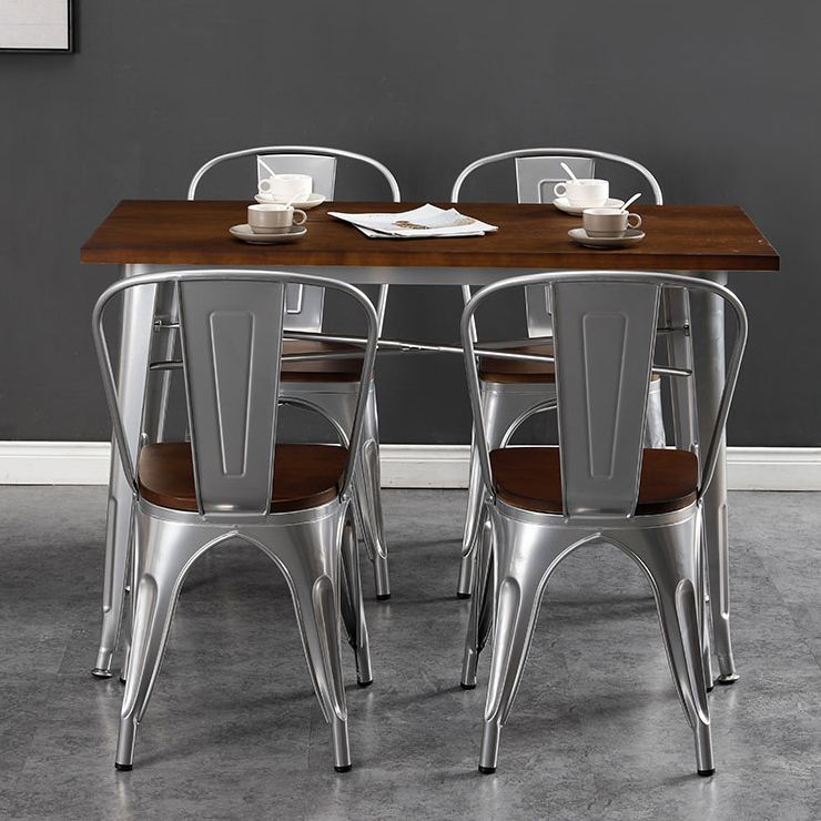 Industrial Style Solid Wood Top Dining Table Brown Table with Metal Base for Dinning Room Clearhalo ' dining_table' 'Dining Tables & Seating' 'Dining Tables' 'furn' 'furn_dining_table' 'Furniture' 'furniture_dining_table' 'Kitchen & Dining Furniture' 'kitchen&dining_furn' 'kitchen' 'kitchen_dining_table' 1200x1200_9e07bb86-a914-47f9-8e91-290ed7cbccc8