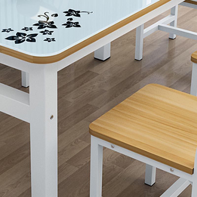 Modern White in Glass Counter Table Rectangle Dining Table for Kitchen Clearhalo 'Dining Tables & Seating' 'Dining Tables' 'dining_table' 'furn' 'furn_dining_table' 'Furniture' 'Kitchen & Dining Furniture' 1200x1200_9e08d574-16c1-4c33-ac17-59da16593a61