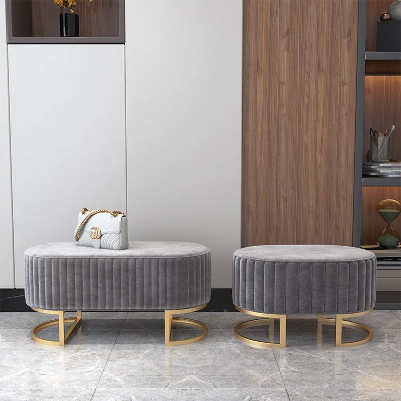 Modern Pouf Ottoman Velvet Upholstered Tear Resistant Round Ottoman with Chair Legs Clearhalo 'furn' 'furn_ottomans_poufs' 'Furniture' 'Living Room Furniture' 'Ottomans & Poufs' 'ottomans_poufs' 1200x1200_9e09ce12-f889-4188-8339-d04de3c90e18