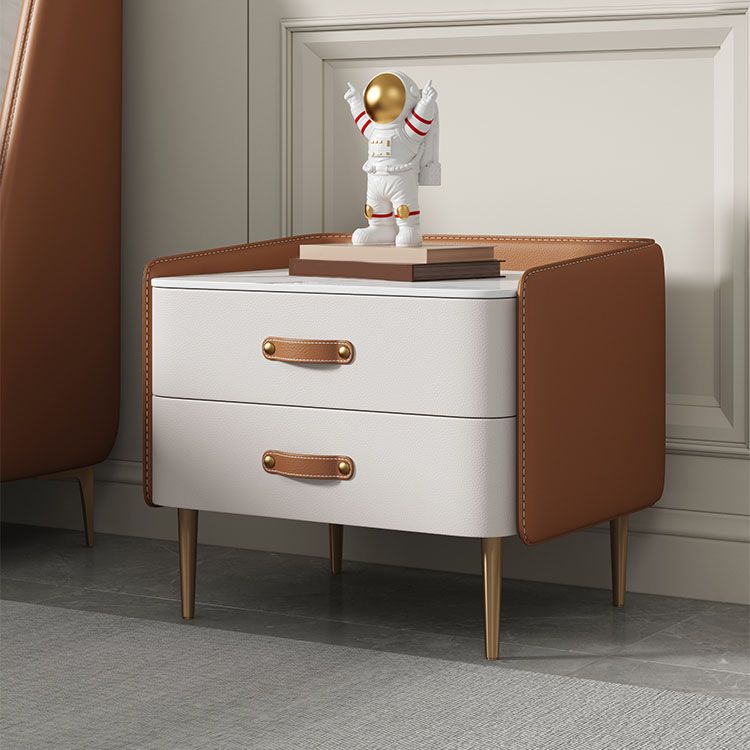 Modernisme 2 laden nachttafel gouden/zwarte benen bed nachtkastje voor slaapkamer