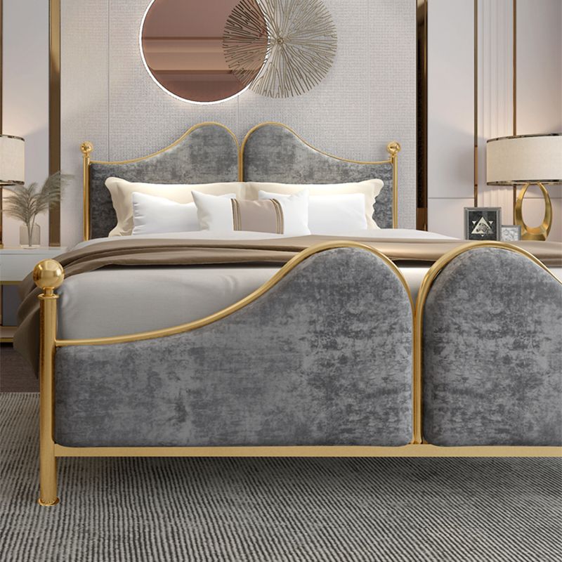 Glam Simple Metallic Bed Frame Upholstered Headboard Iron Panel Bed Clearhalo 'Bedroom Furniture' 'Beds' 'furn' 'furn_beds' 'Furniture' 1200x1200_9e0cc158-9180-4a6b-b4aa-08a6b685947b