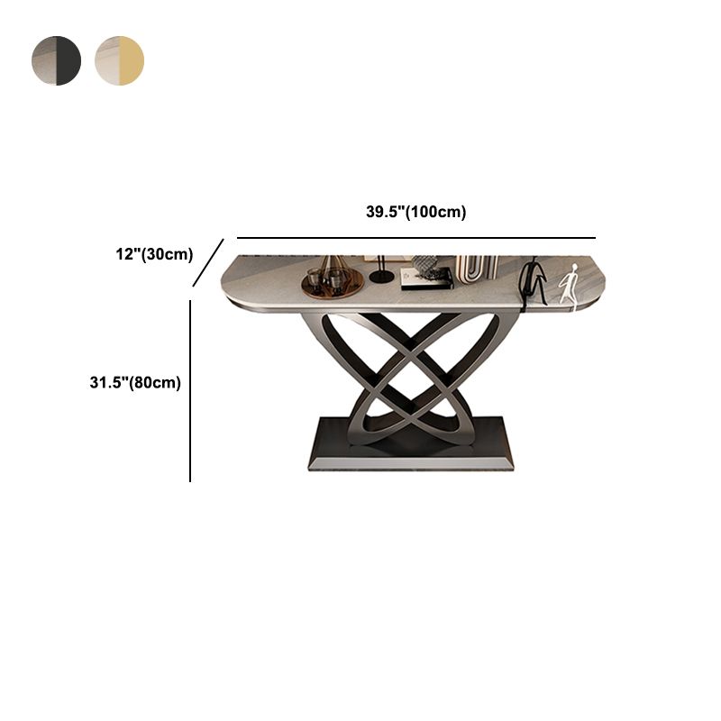 Pedestal Glam Slate Rectangle Scratch Resistant Console Table Clearhalo 'Console Tables' 'console_tables' 'Entry & Mudroom Furniture' 'furn' 'furn_console_tables' 'Furniture' 1200x1200_9e0d2dd3-ebab-474a-9aec-dbdc7fd6d398