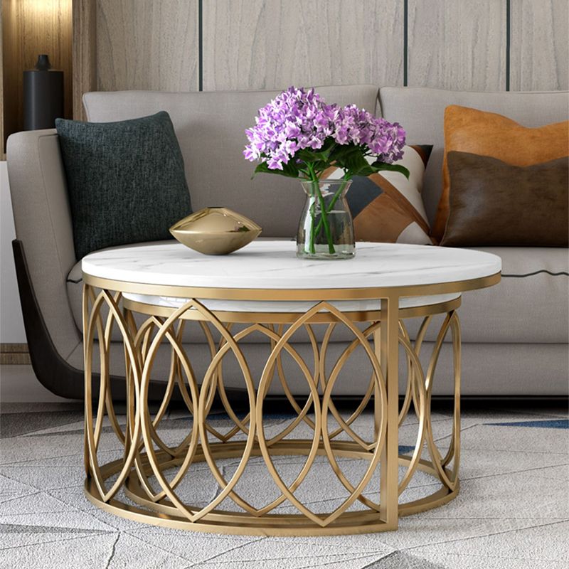 Slate White Coffee Table Frame 2 Piece Nesting Tables for Living Room Clearhalo 'Coffee & Accent Tables' 'Coffee Tables' 'coffee_tables' 'furn' 'furn_coffee_tables' 'Furniture' 'Living Room Furniture' 1200x1200_9e0e5c02-d979-4f1a-92c9-6a4e04034d5a