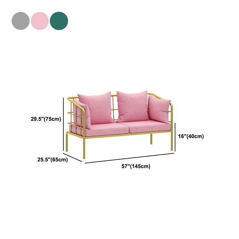 Golden Frame Pillow Back Sofa with Pillow Top Arm for Apartment