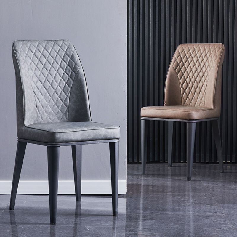Scandinavian Indoor Side Chair Metal Upholstered Solid Back Dining Room Chair Clearhalo ' kitchen&dining_furn' 'Dining Chairs' 'Dining Tables & Seating' 'dining_chair' 'furn' 'furn_dining_chair' 'Furniture' 'furniture_dining_chair' 'Kitchen & Dining Furniture' 'kitchen' 1200x1200_9e11a87a-d84b-4e53-8074-46fb8508a213