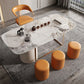 Glam Rectangle Table Sintered Stone Table with Metal Legs for Home Use