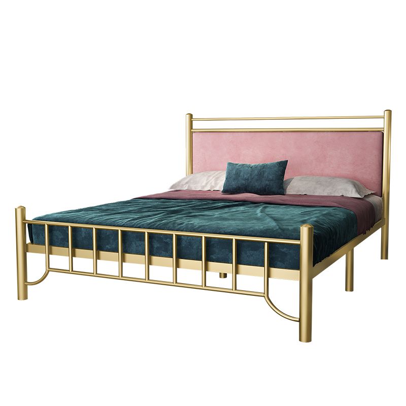Glam -standaardbed met rechthoekig paneelhoofdeinde en metalen benen bed