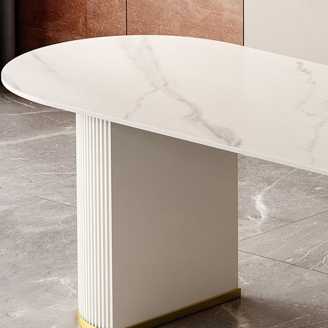 Luxus gesinterte Steinküchtisch Doppelte Sockel Esstisch