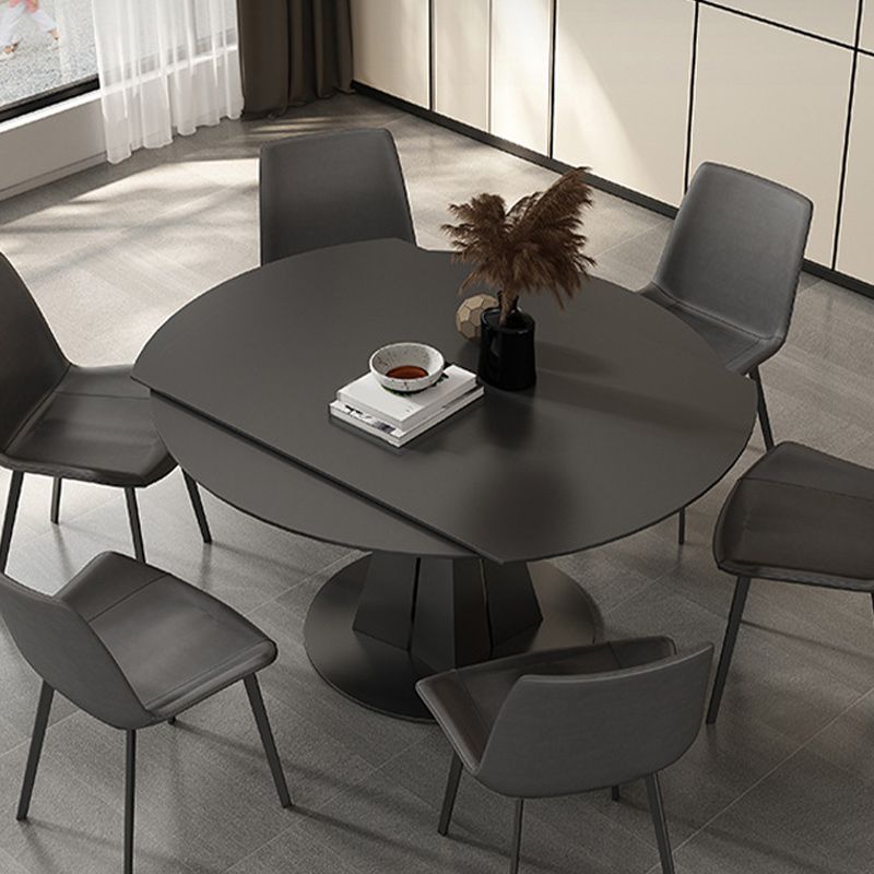 Modern Pedestal Casual Dining Table Round Dinner Table with Stainless Steel Base