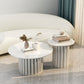 Modern Stone Pedestal Cocktail Table Round Coffee Table - White/Grey Clearhalo 'Coffee & Accent Tables' 'Coffee Tables' 'coffee_tables' 'furn' 'furn_coffee_tables' 'Furniture' 'Living Room Furniture' 1200x1200_9e14bbfb-9652-4be3-a6ef-8bcf198daf0f