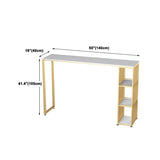 1/3 Piezas GlamoM Iron Bistro Set White Rectangle Faux Marble Top Table Plana con estante