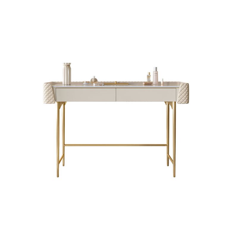 Desca di vanità bianca con 2 cassetti di stoccaggio da 17,71 "set di vanità in legno largo, stile glam