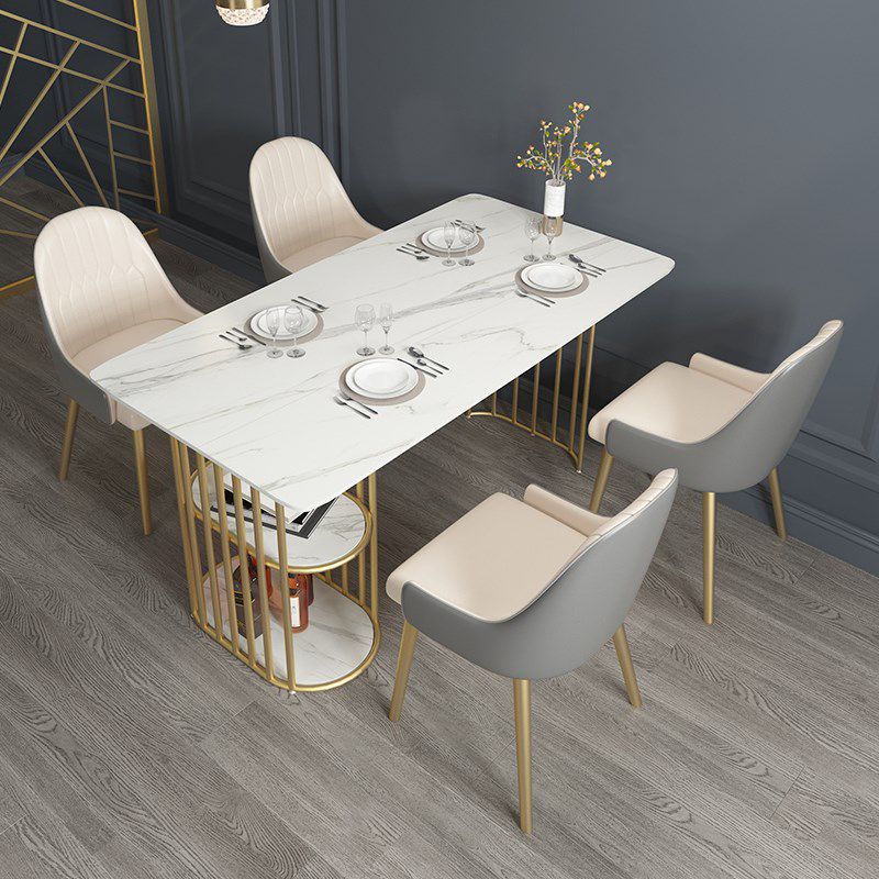 Rectangle White Dining Table Traditional Luxury Table with Gold Frame for Dining Room Clearhalo 'Dining Tables & Seating' 'Dining Tables' 'dining_table' 'furn' 'furn_dining_table' 'Furniture' 'furniture_dining_table' 'Kitchen & Dining Furniture' 'kitchen' 'kitchen_dining_table' 1200x1200_9e1b30a5-293d-4dd1-807c-5fd31ec4601d