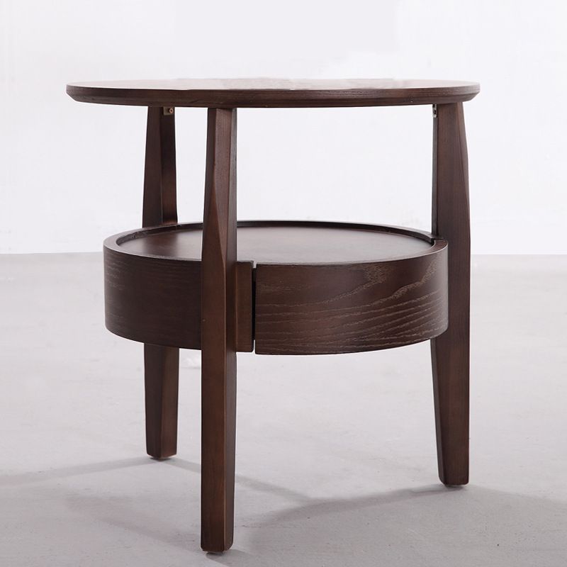 Modernistic Living Room Round 1-Drawer 3 Legs Solid Wood End Table
