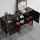Black Dining Server with Drawers Contemporary Sideboard Cabinet Clearhalo 'buffet_sideboard' 'Buffets & Sideboards' 'furn' 'furn_buffet_sideboard' 'Furniture' 'Kitchen & Dining Furniture' 1200x1200_9e1bd83c-1990-40e8-a528-a1585a14af0a