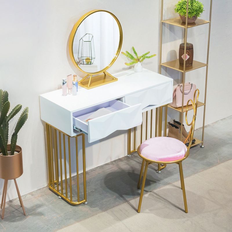 15,74 "Countes de maquillage en or blanc de large tables de vanité glam avec des tiroirs