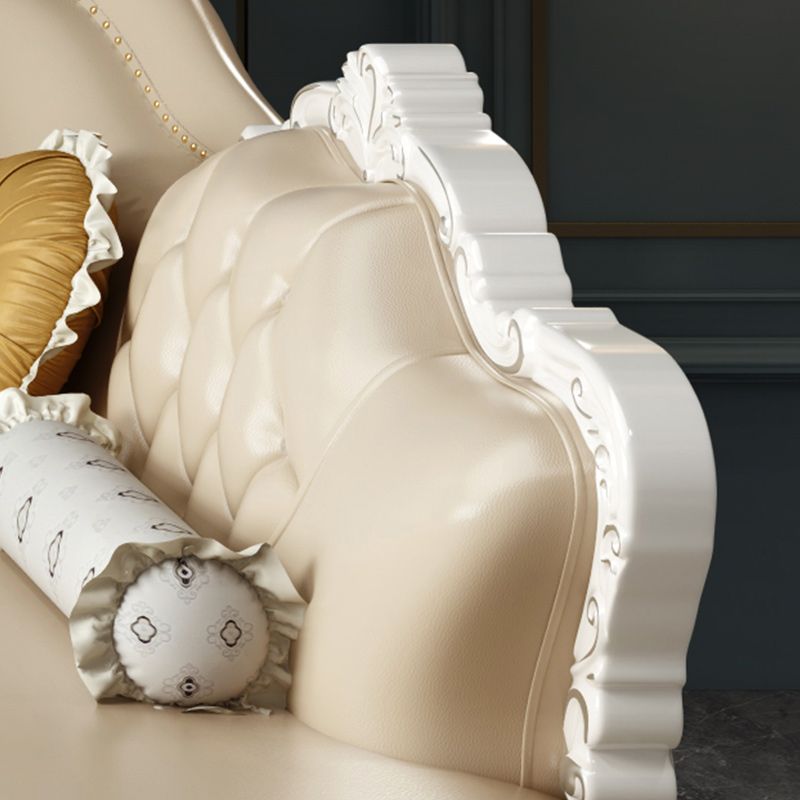 Tufted Scroll Arm Chesterfield Sofa and Chaise Genuine Leather Sofa with Pillows Clearhalo 'furn' 'furn_sectionals' 'Furniture' 'Living Room Furniture' 'Sectionals' 1200x1200_9e1d526c-0dde-4de6-b274-e6a4430e1a9e