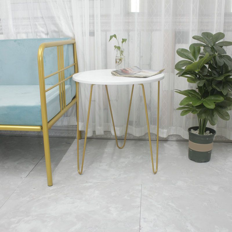 Contemporary 3 Legs Metal End Table Round Side End Table for Living Room