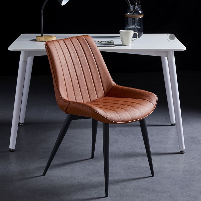 Scandinavian Leather Restaurant Side Chair Matte Finish Parsons Dining Chair Clearhalo ' kitchen&dining_furn' 'Dining Chairs' 'Dining Tables & Seating' 'dining_chair' 'furn' 'furn_dining_chair' 'Furniture' 'furniture_dining_chair' 'Kitchen & Dining Furniture' 'kitchen' 1200x1200_9e1eea81-efbb-4559-a91a-ff44db5ceee2