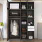 Black Glass Wardrobe Armoire Modern Style Wardrobe for Bedroom