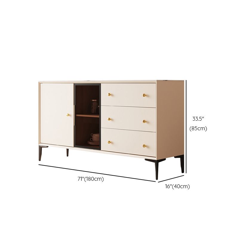 Glam Credenza Glass Doors Stone Side Board with Cabinets and Drawers Clearhalo 'buffet_sideboard' 'Buffets & Sideboards' 'furn' 'furn_buffet_sideboard' 'Furniture' 'Kitchen & Dining Furniture' 1200x1200_9e200a61-e7e9-41f4-9081-85faa4e72d43