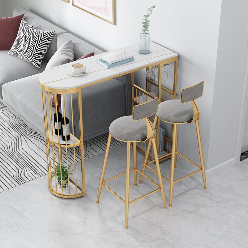 Modern Bar Dining Table with Shelves Iron Base Bar Height Cocktail Table Clearhalo 'Bar Furniture' 'Bar Tables' 'bar_tables' 'furn' 'furn_bar_tables' 'Furniture' 'furniture_bar_tables' 'Kitchen & Dining Furniture' 'kitchen&dining_furn' 'kitchen' 1200x1200_9e203ffb-947a-460c-b071-05250e41588f