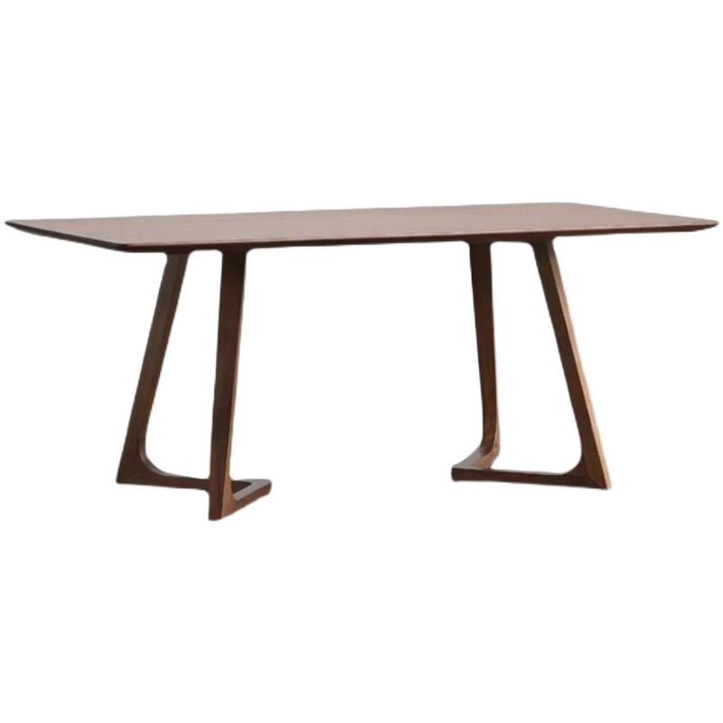 Rectangle Double Pedestal Industrial Dining Table Brown Fixed Table for Home Clearhalo 'Dining Tables & Seating' 'Dining Tables' 'dining_table' 'furn' 'furn_dining_table' 'Furniture' 'furniture_dining_table' 'Kitchen & Dining Furniture' 'kitchen' 'kitchen_dining_table' 1200x1200_9e20b0fb-1e1a-466b-b8d0-8324a59fbfb8