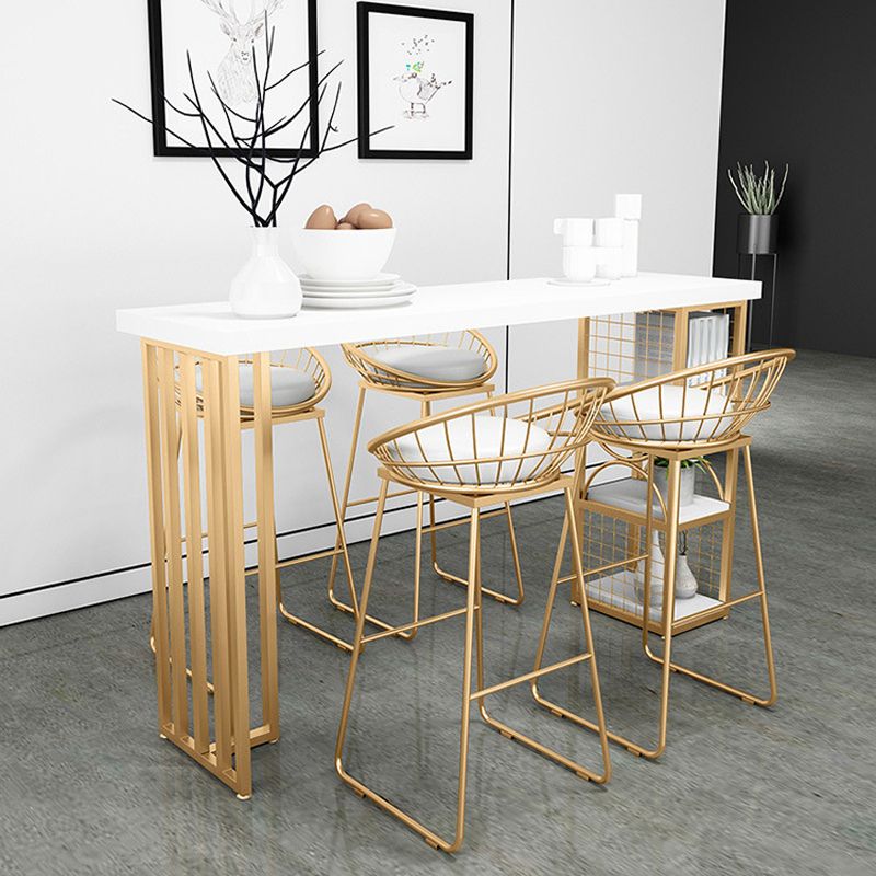 Glam 1/2/3/5 Pieces Bar Table Set Rectangle Bar Table with Metal High Stools for Kitchen Clearhalo 'Bar Furniture' 'furn' 'furn_home_bar_bar_sets' 'Furniture' 'Home Bars & Bar Sets' 'home_bar_bar_sets' 'Kitchen & Dining Furniture' 1200x1200_9e21c2be-3f74-4dfc-a24a-f119f21cb1e4