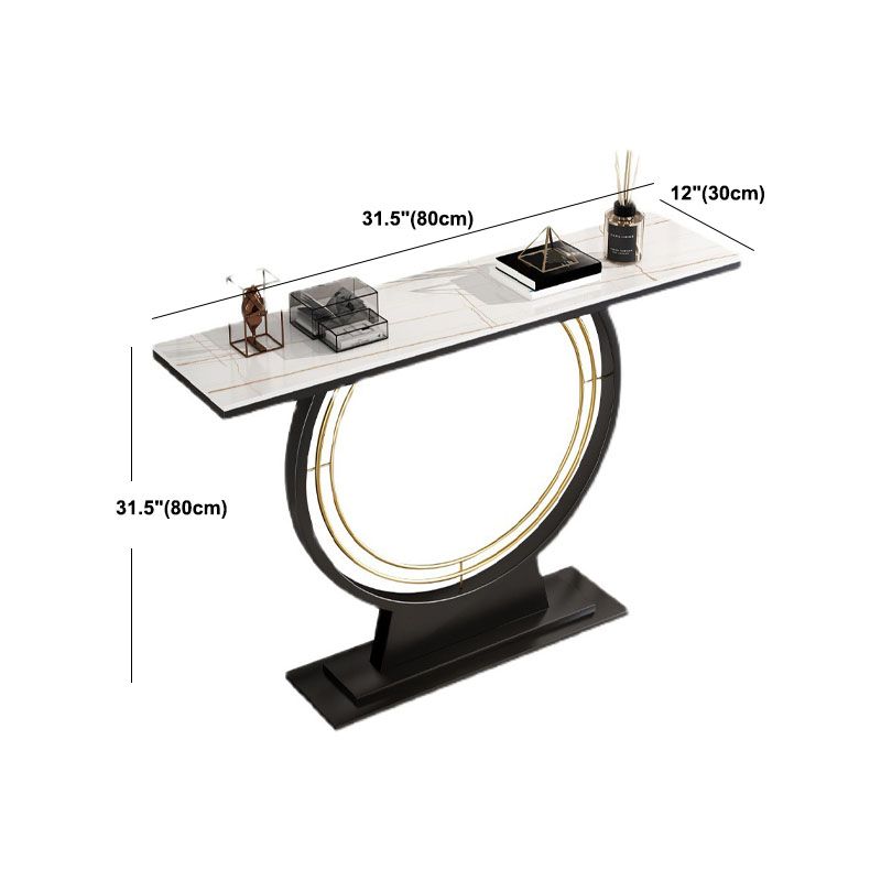 Modern Metal Console Sofa Table Rectangle Stone Console Accent Table for Hall Clearhalo 'Console Tables' 'console_tables' 'Entry & Mudroom Furniture' 'furn' 'furn_console_tables' 'Furniture' 1200x1200_9e23542d-f2b1-4268-99ef-e8ad70a9468c